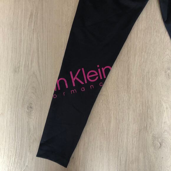 Calvin Klein Leggings Womens XS Black Pink Performance 7/8‎ Ankle Logo Spell Out - Picture 4 of 12